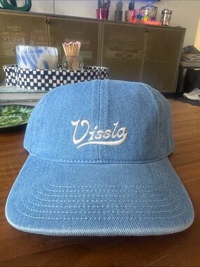 VISSLA Light Blue Denim Baseball Hat with White Embroidered Logo
